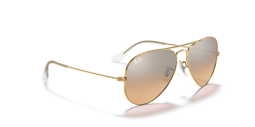 Ray-Ban AVIATOR GRADIENT - Frame Polished Arista Gold / Lenses Crystal Pink