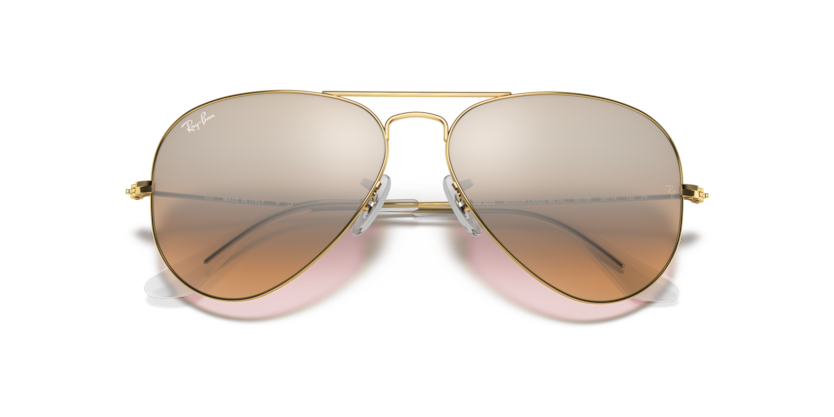 Ray-Ban AVIATOR GRADIENT - Frame Polished Arista Gold / Lenses Crystal Pink