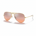 Ray-Ban AVIATOR GRADIENT - Frame Polished Arista Gold / Lenses Crystal Pink