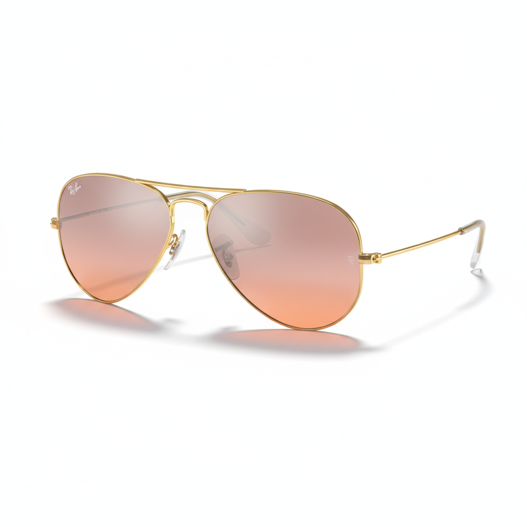 Ray-Ban AVIATOR GRADIENT - Frame Polished Arista Gold / Lenses Crystal Pink