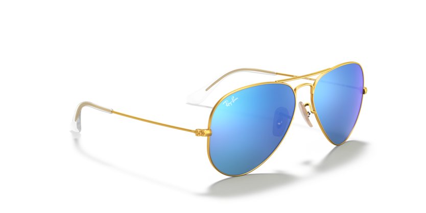 Ray-Ban AVIATOR FLASH LENSES - Frame Matte Gold / Lenses Blue Flash