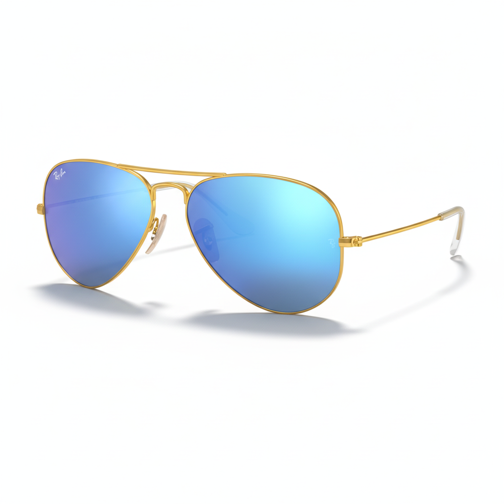 Ray-Ban AVIATOR FLASH LENSES - Frame Matte Gold / Lenses Blue Flash