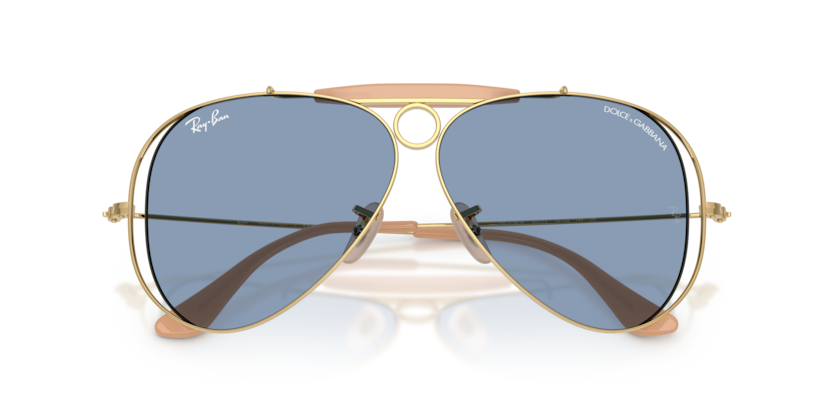 Ray-Ban SHOOTER - Frame Polished Arista Gold / Lenses Light blue