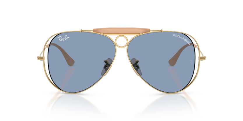 Ray-Ban SHOOTER - Frame Polished Arista Gold / Lenses Light blue