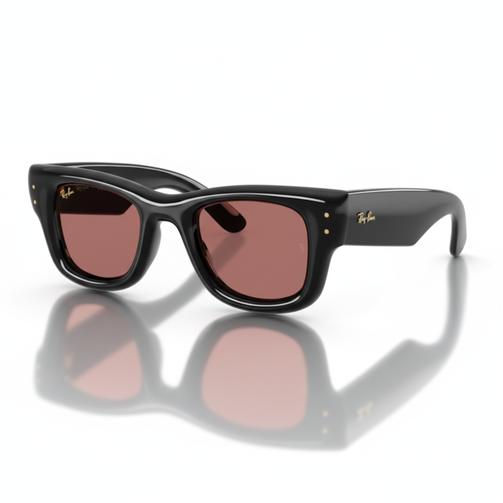 Ray-Ban WAYFARER PUFFER - Frame Polished Black / Lenses Dark Violet