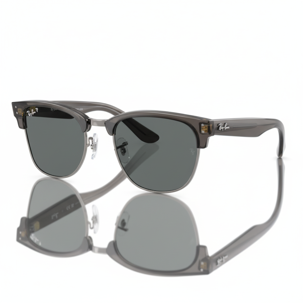 Ray-Ban CLUBMASTER REVERSE- Frame Polished Transparent Dark Grey On Gunmetal / Lenses Polar Dark Grey