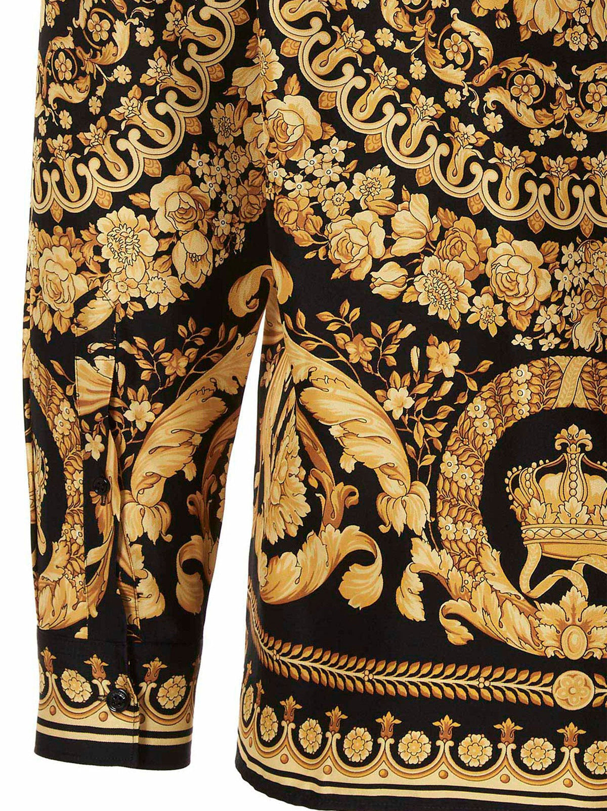 Versace Barocco-Print Silk Shirt — Black