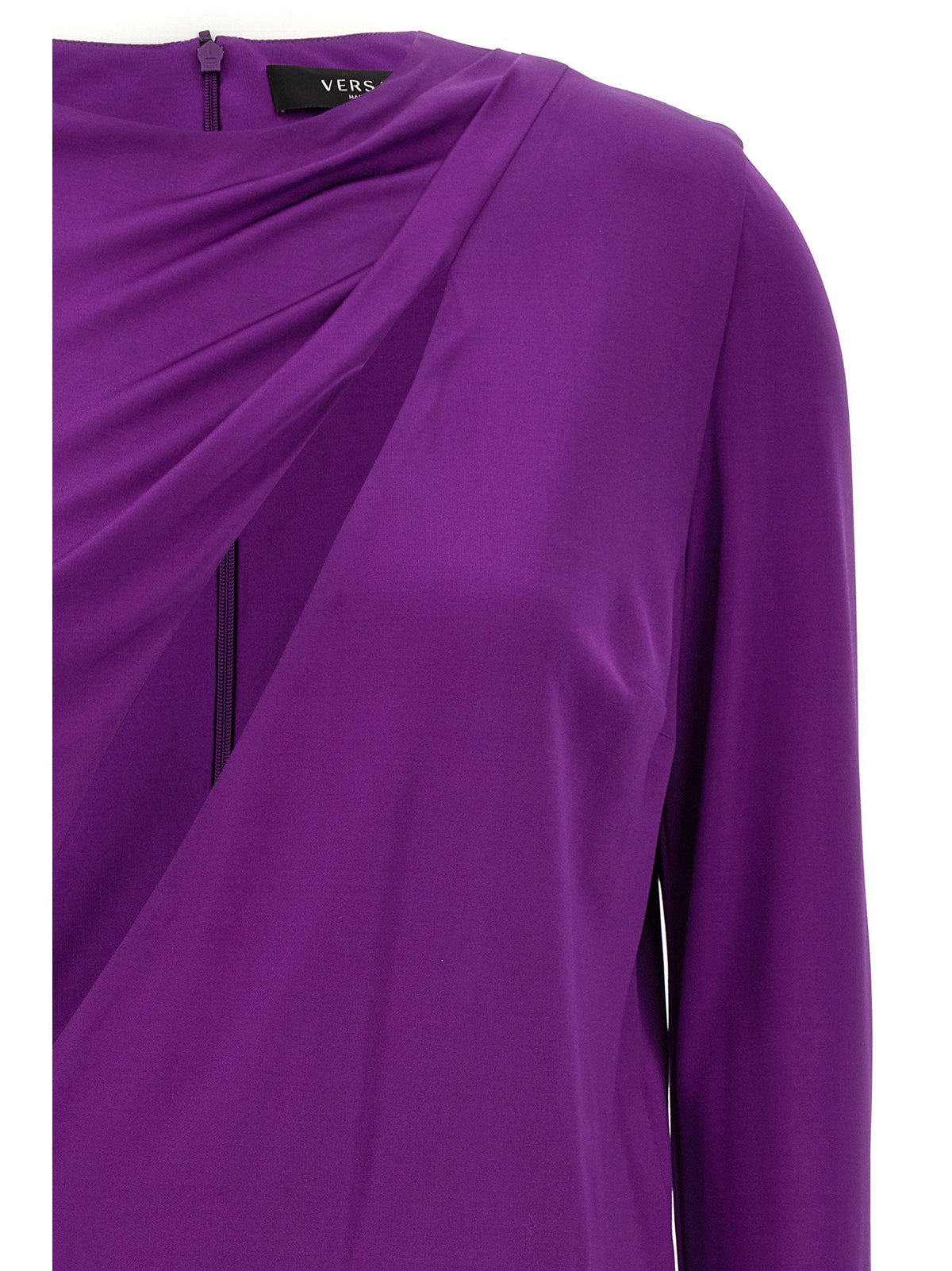Versace Cut-Out Jersey Dress — Purple