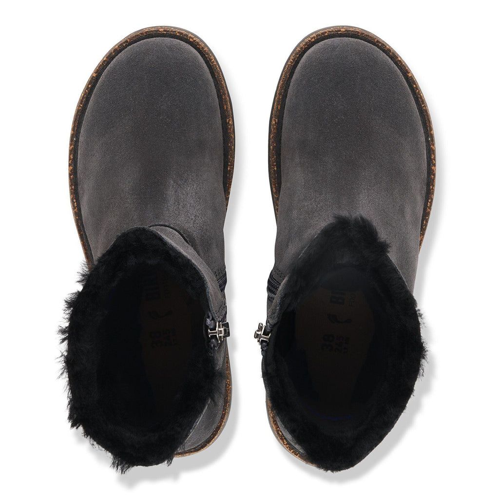 Women's Uppsala Zip Shearling Suede Leather Charcoal