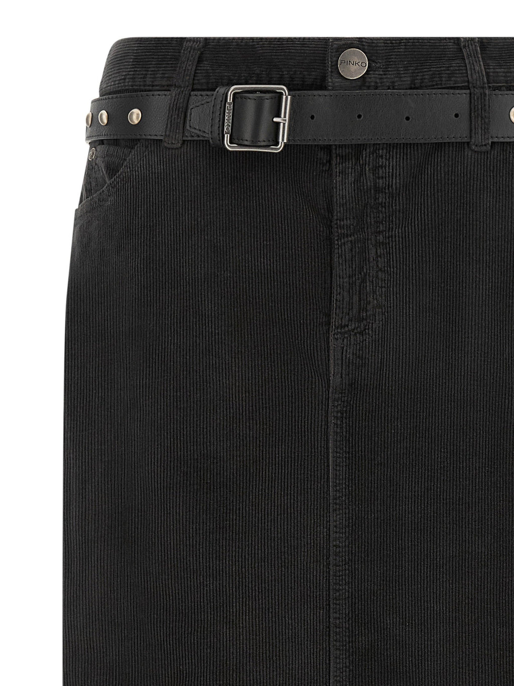 Pinko Corduroy Midi Skirt — Black