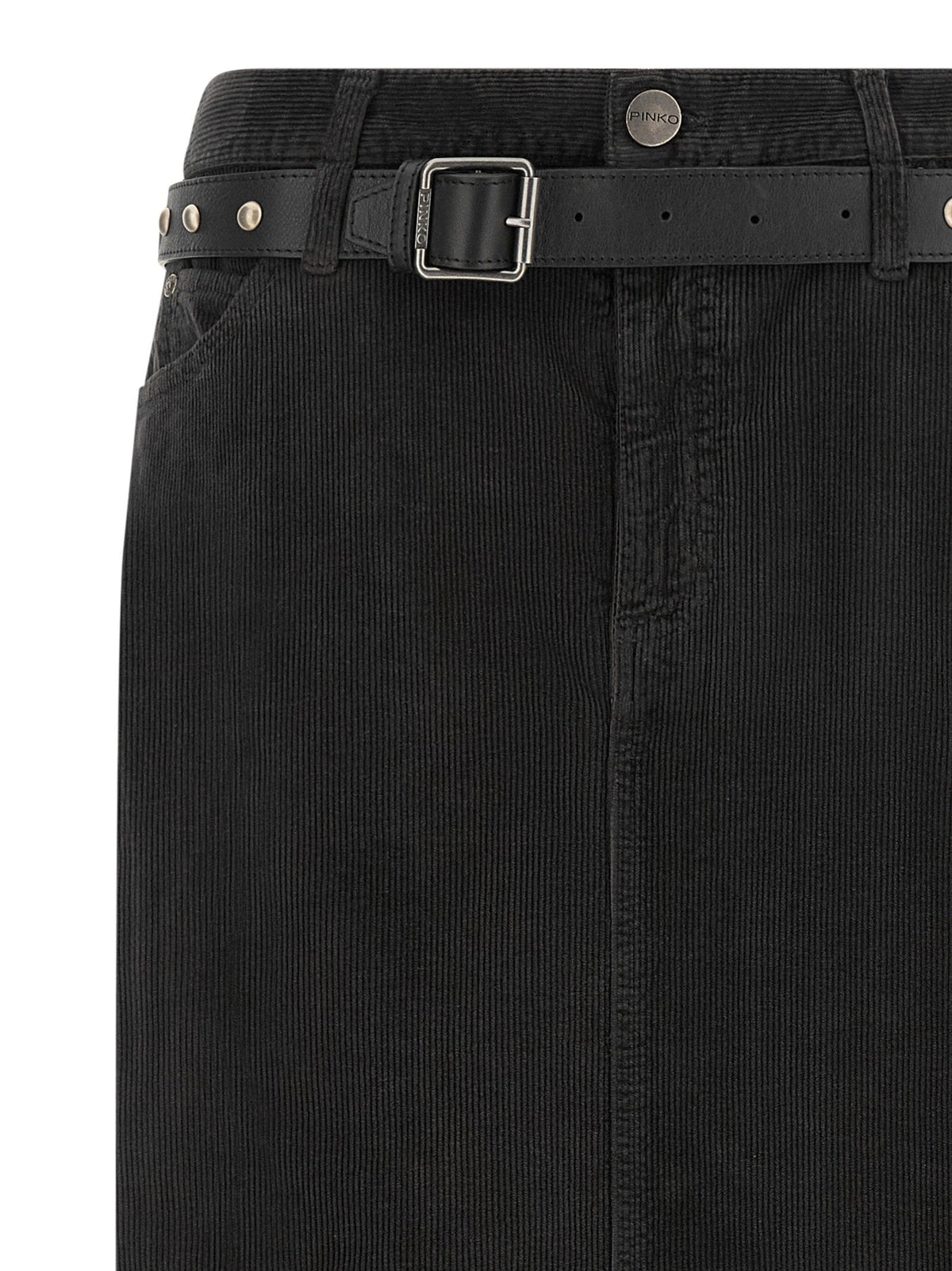 Pinko Corduroy Midi Skirt — Black