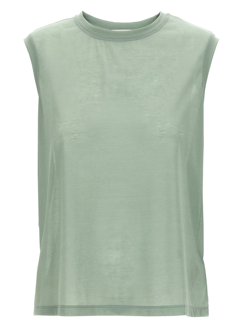 Victoria Beckham Logo-Embroidered Crêpe Cotton Tank Top — Sage