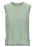 Victoria Beckham Logo-Embroidered Crêpe Cotton Tank Top — Sage
