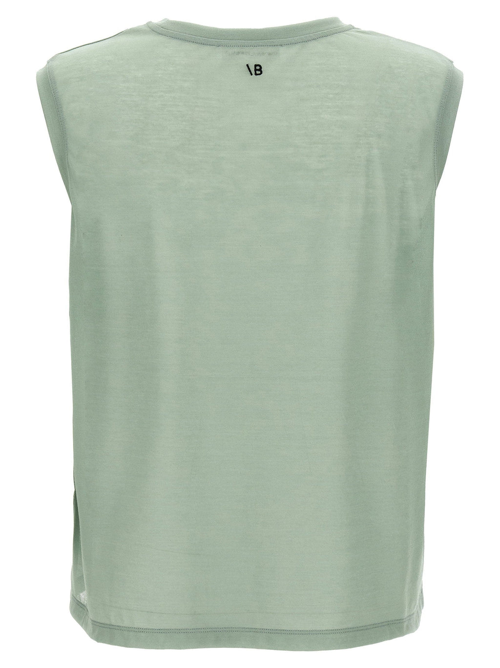 Victoria Beckham Logo-Embroidered Crêpe Cotton Tank Top — Sage