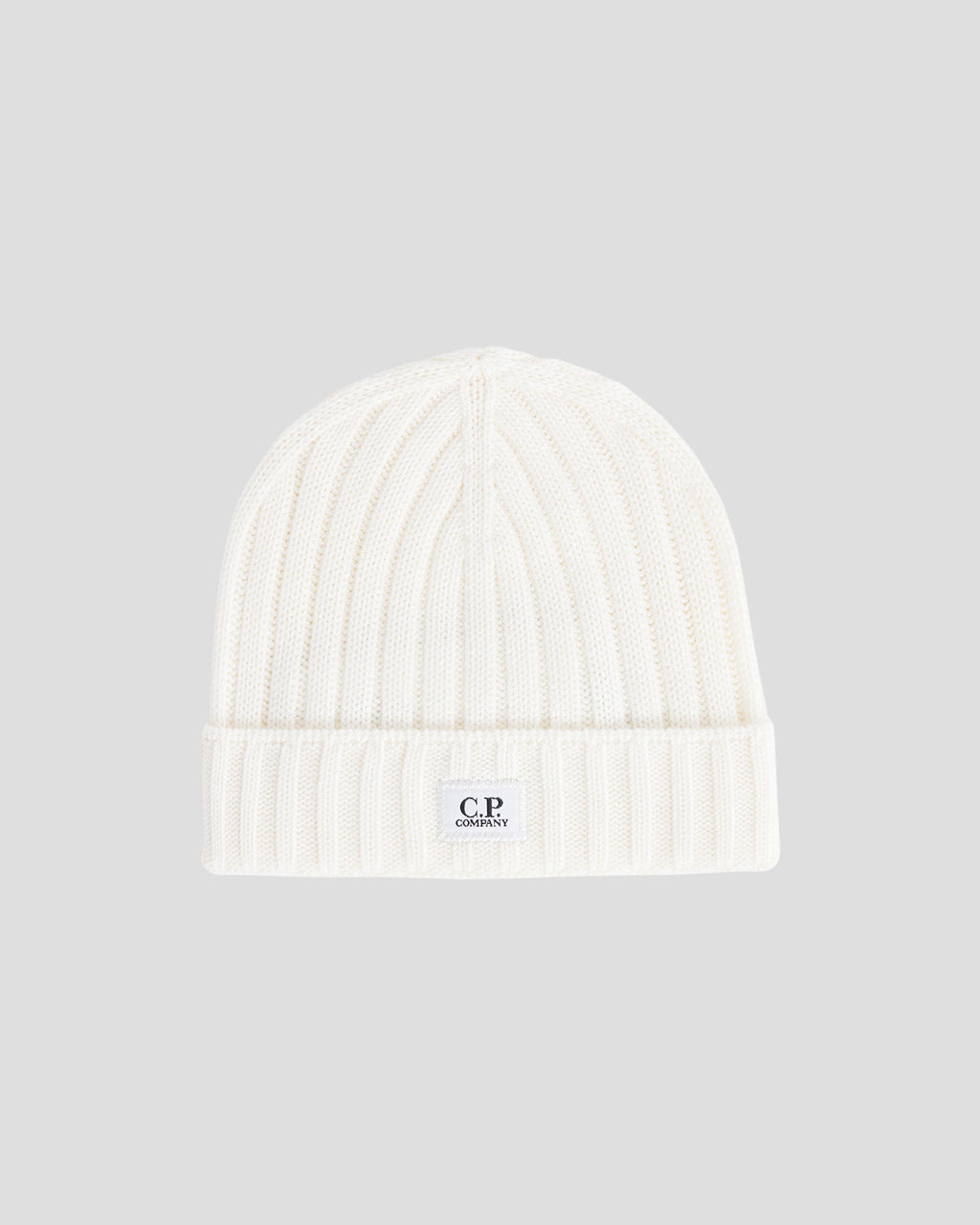 Extra Fine Merino Wool Logo Beanie Gauze White