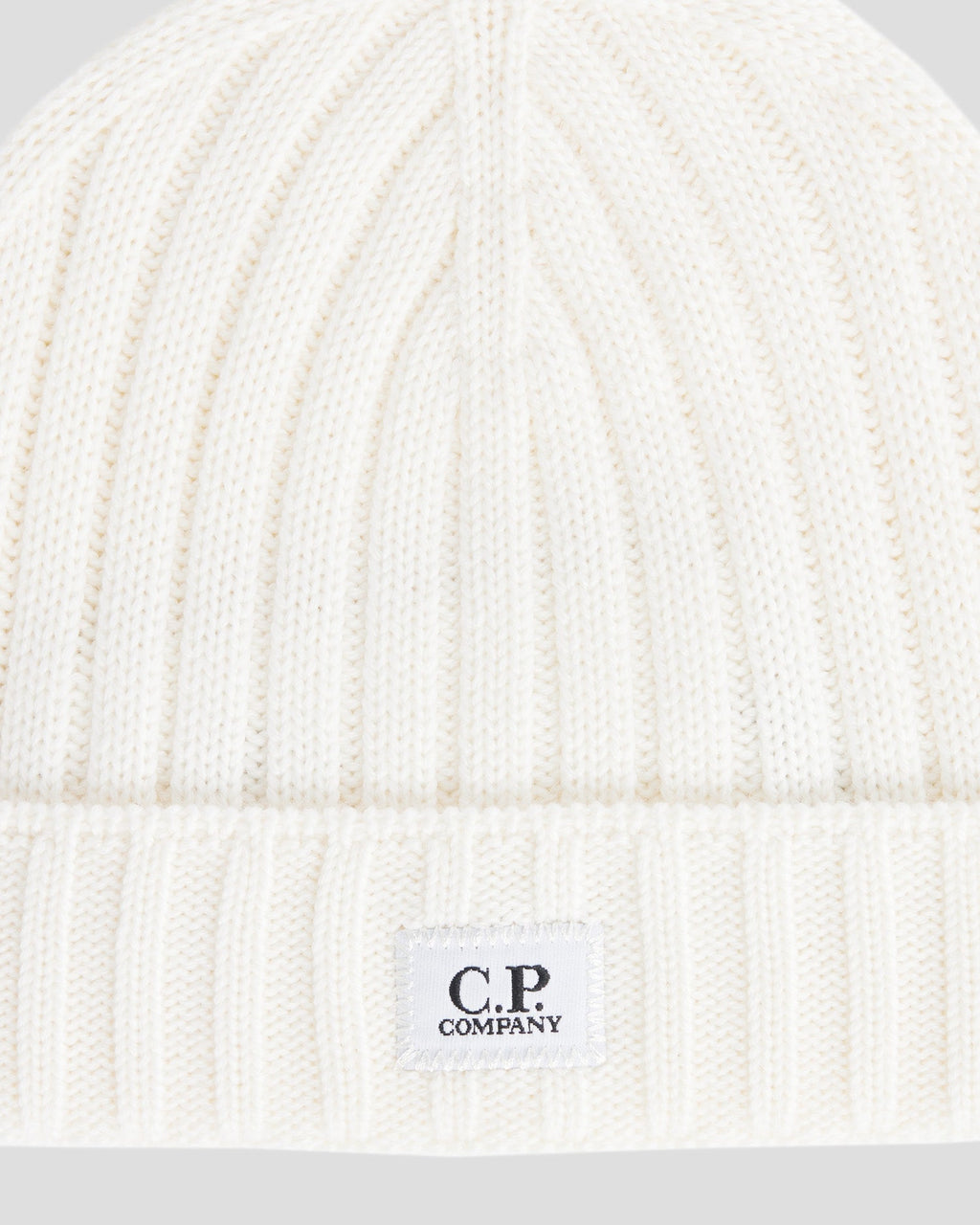 Extra Fine Merino Wool Logo Beanie Gauze White