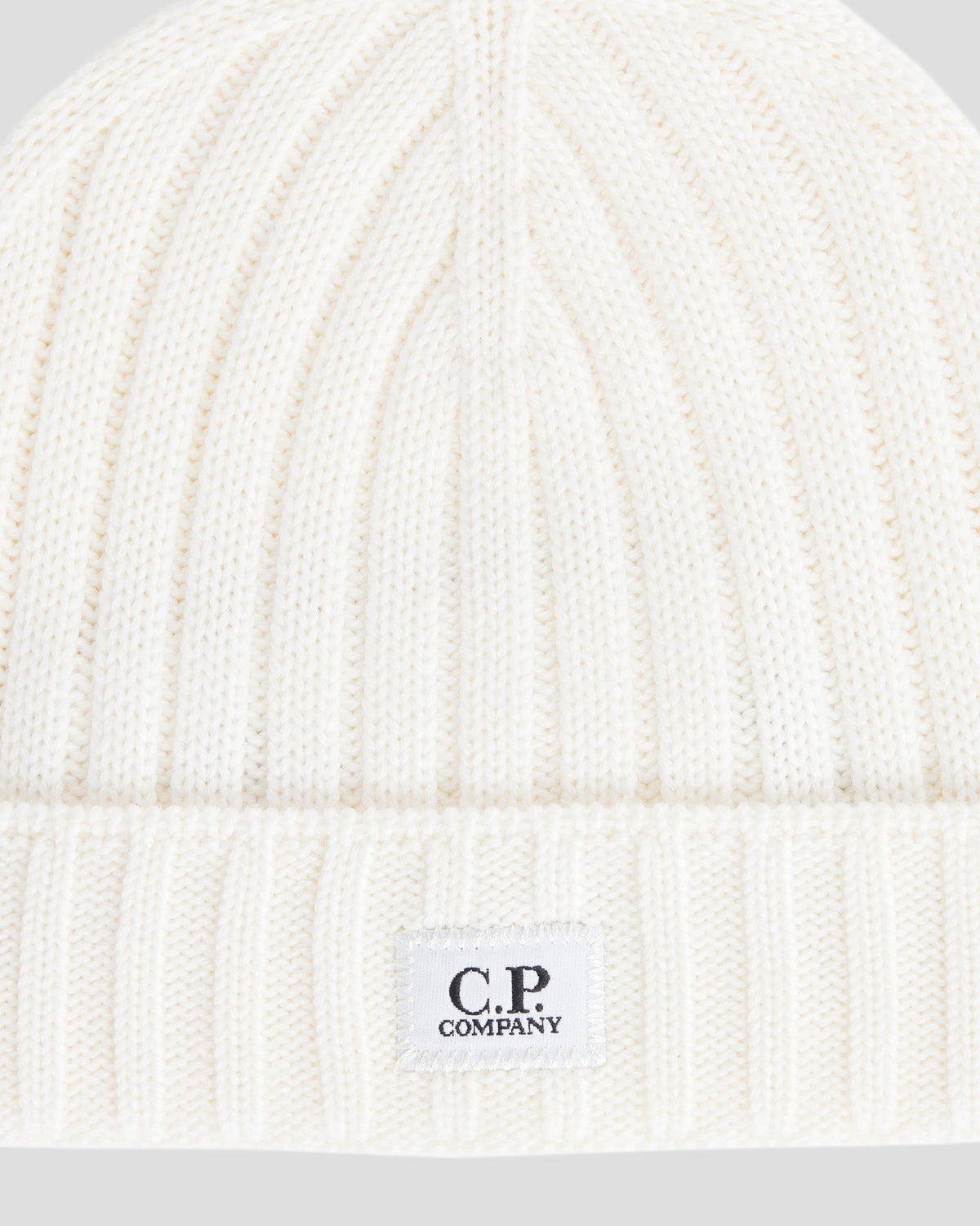 Extra Fine Merino Wool Logo Beanie Gauze White