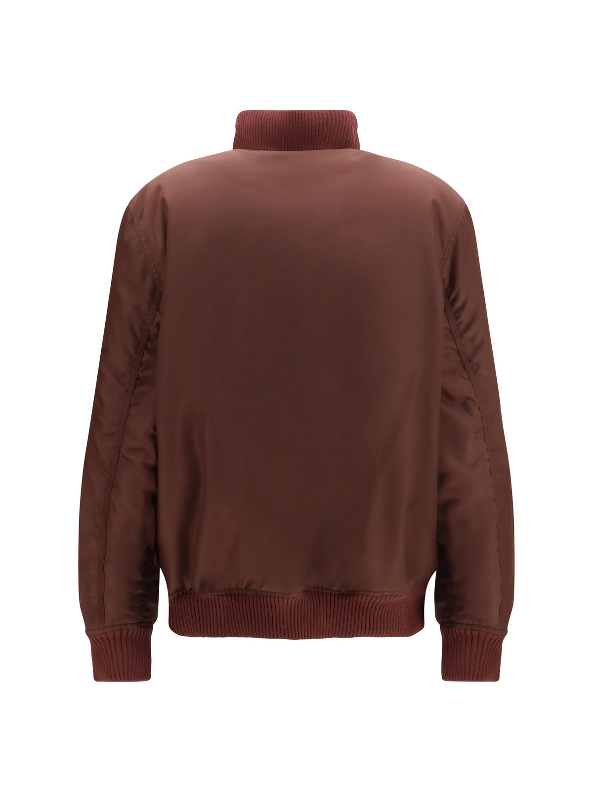 Off-White Embroidered Logo Nylon Bomber Jacket — Brown