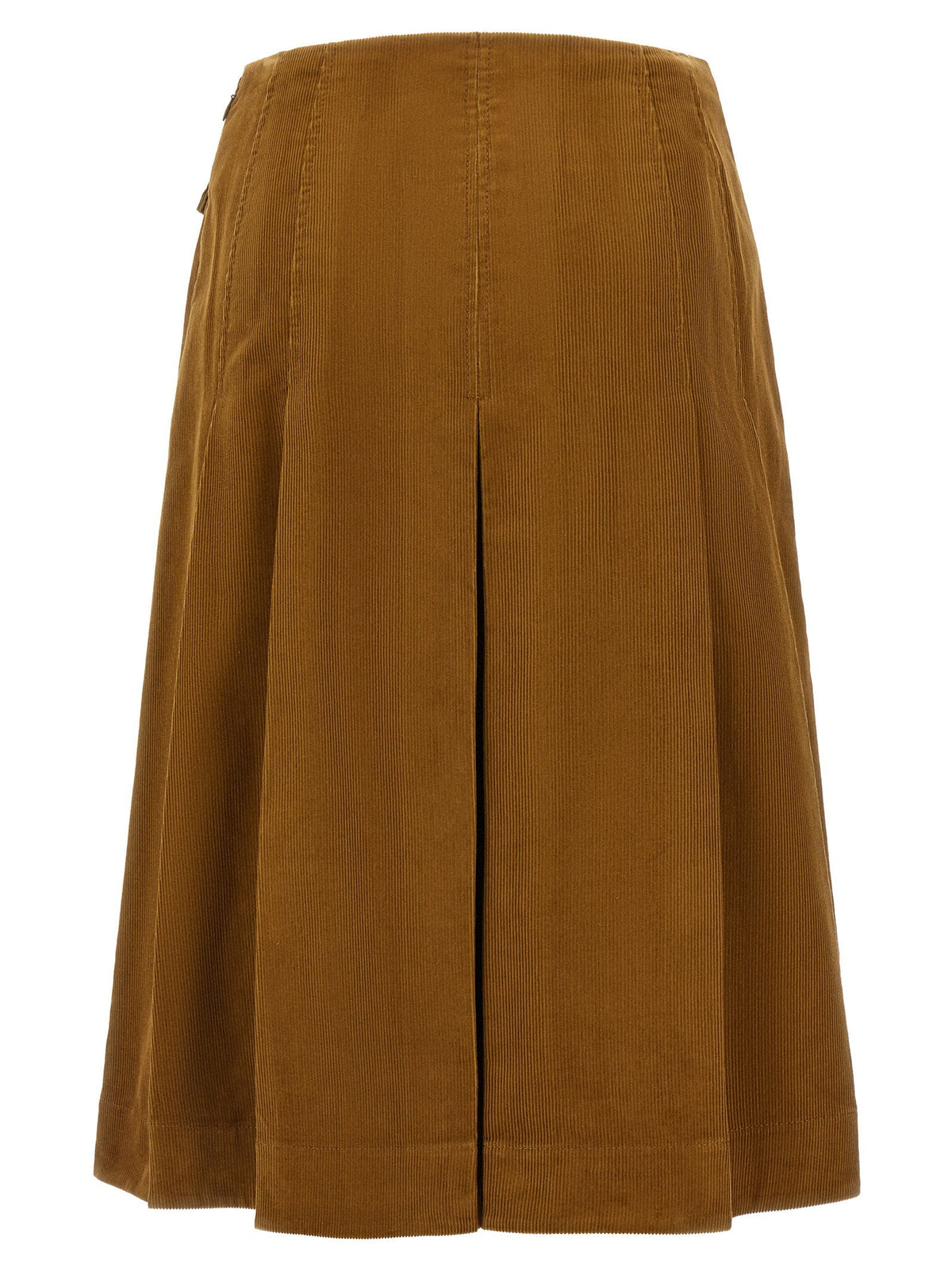 Tory Burch Pleated Corduroy Skirt — Camel