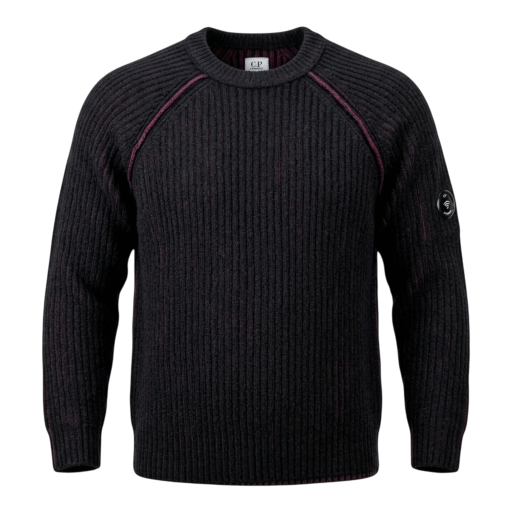 C.P. Company, Wool Fleece Knit Bi-Color Pullover