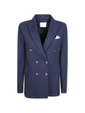 Circolo 1901 Double-Breasted Cotton Blazer — Navy