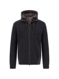 HERNO Detachable Hooded Knit Hooded Knit Jacket — Charcoal