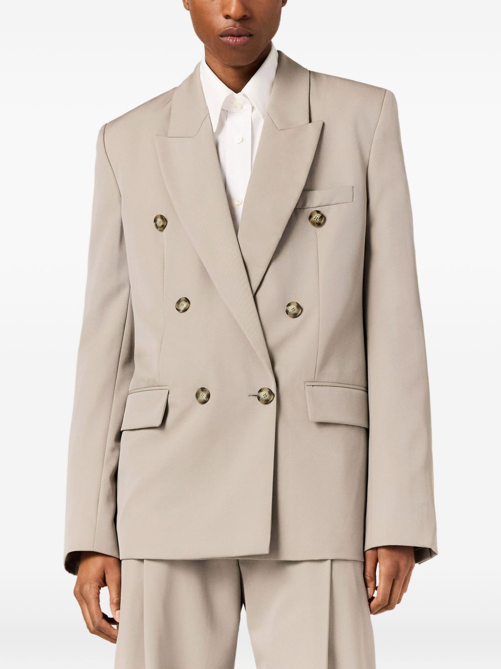 Stella McCartney Wool Double-Breasted Blazer — Beige