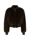 Stella McCartney Mink-Inspired Faux-Fur Bomber Jacket — Brown