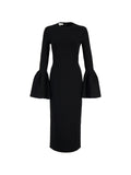 Stella McCartney Bell Sleeve Midi Dress — Black