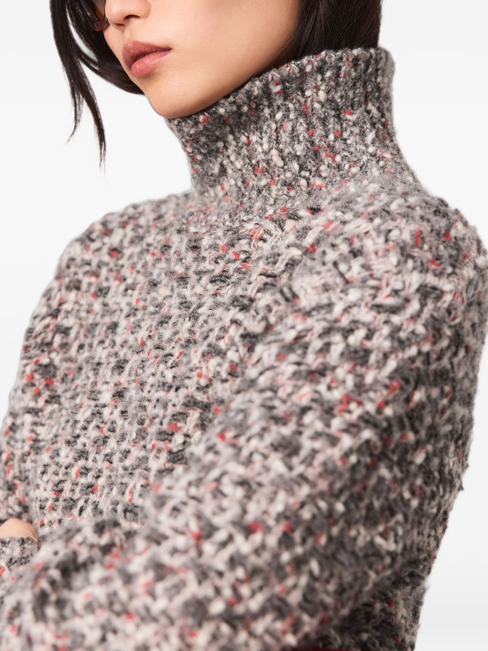 Stella McCartney Textured Knit Wool Blend Sweater — Grey