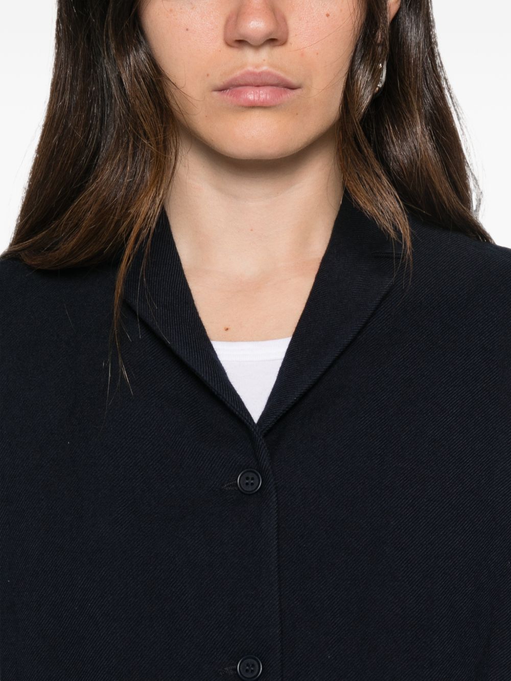 Apuntob Wool-Cotton Twill Blazer — Navy