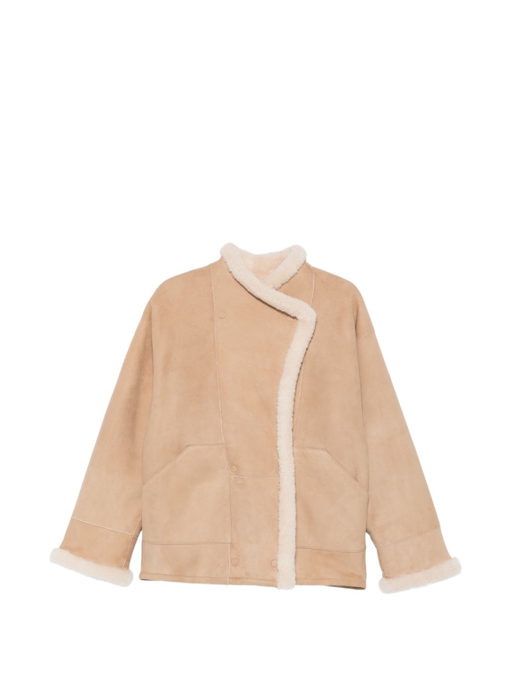 Closed Shearling-Lined Jacket — Beige