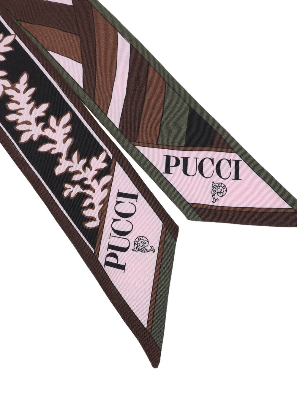 Pucci Printed Silk Foulard Scarf — Brown