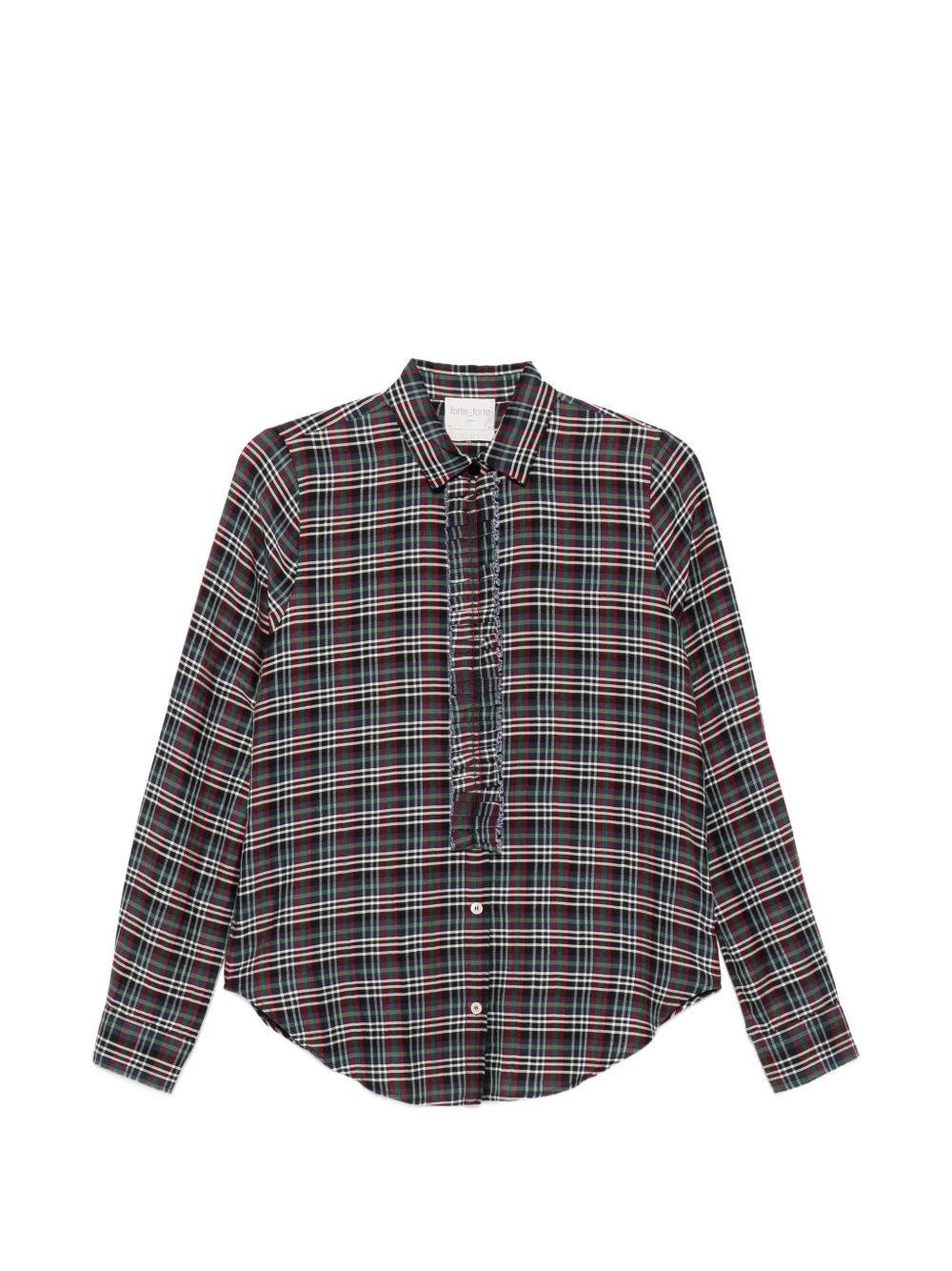 Forte Forte Tartan Ruffled Shirt — Navy