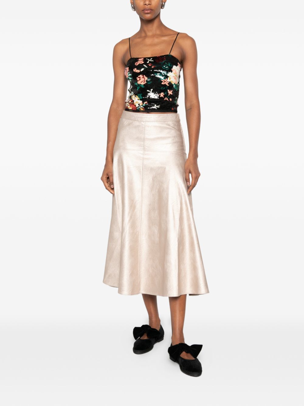 Forte Forte Sequined Floral Tank Top — Black