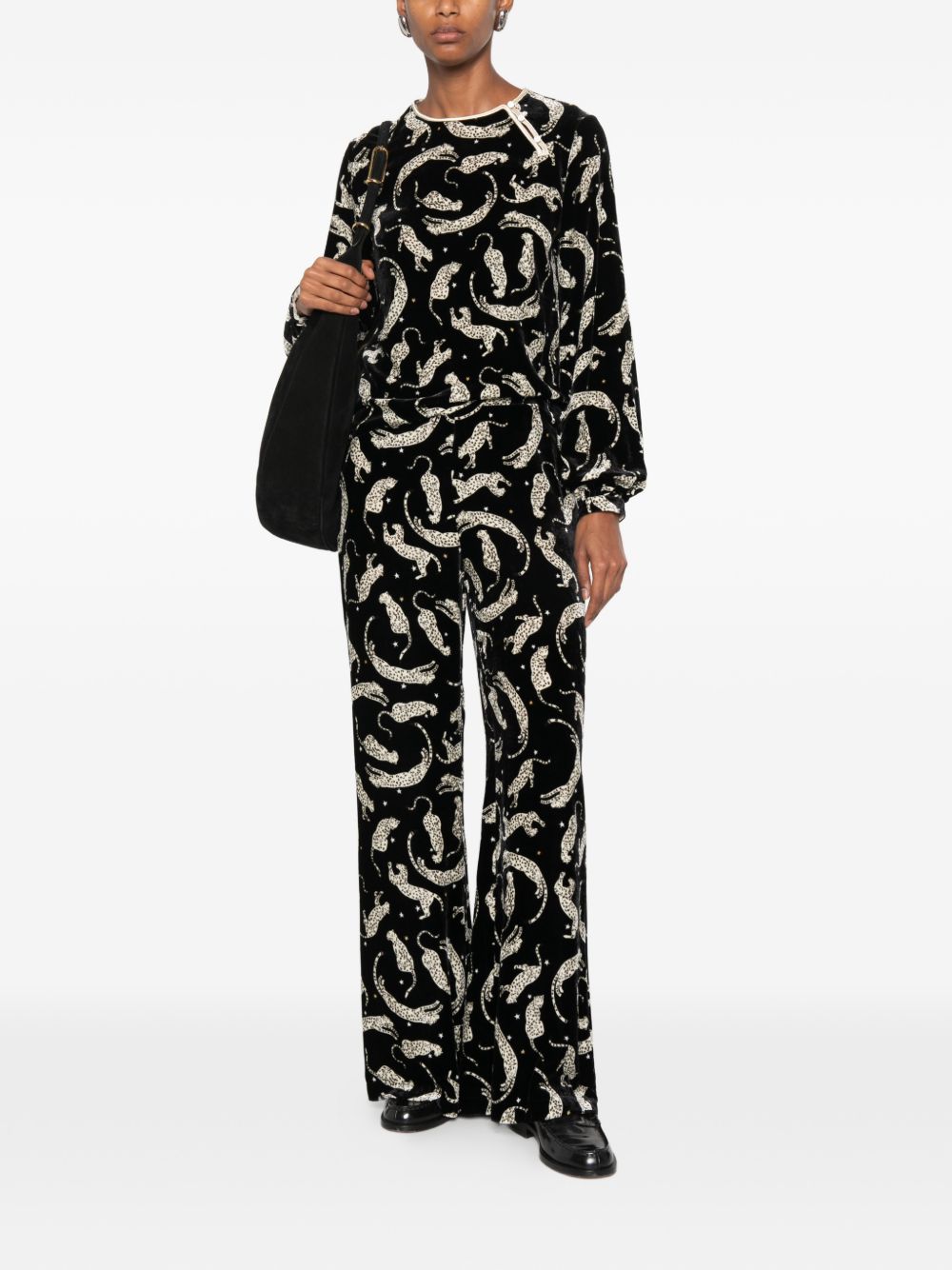 Forte Forte Printed Velvet Trousers — Black