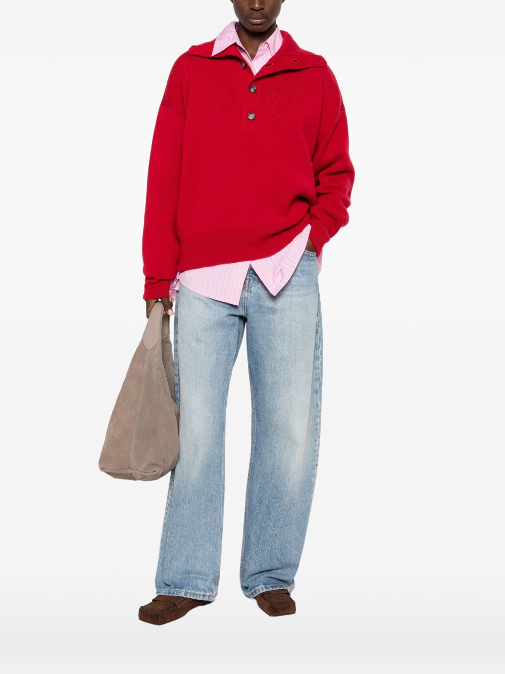 Ami Paris Ribbed Knit Sweater — Red