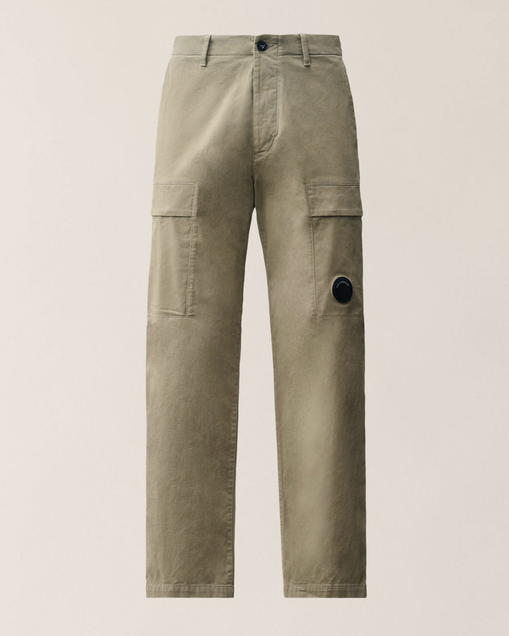 C.P. Company Stretch Sateen Lens Cargo Pants in Fallen Rock - Beige