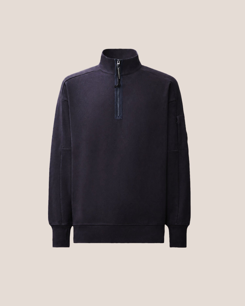 C.P. Company Diagonal Raised Fleece Half-Zip Lens Sweatshirt in Navy