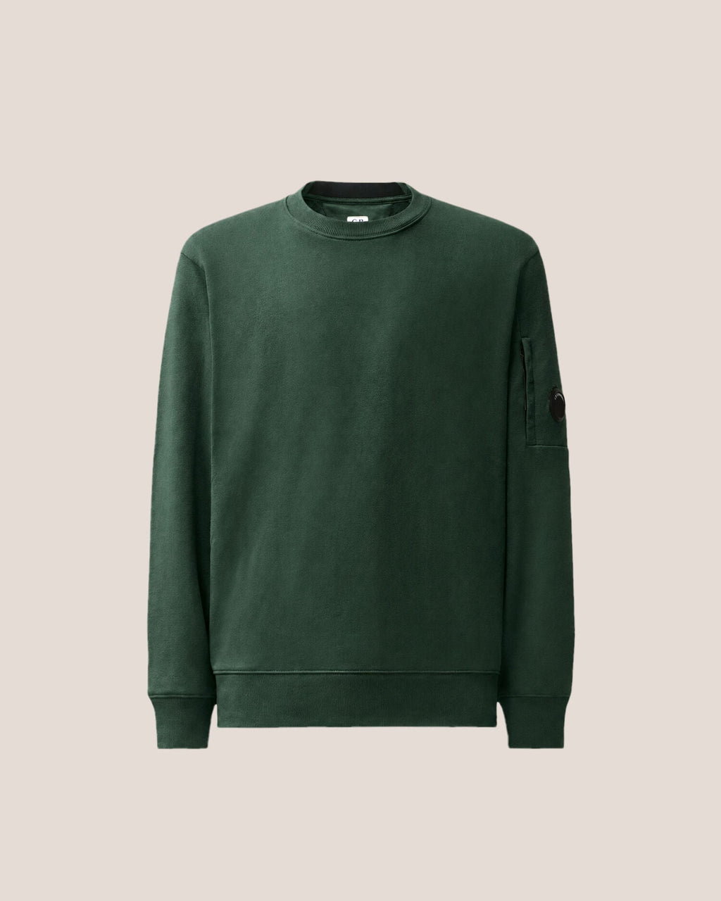 C.P. Company Diagonal Raised Fleece Crewneck Lens Sweatshirt in Ponderosa Pine - Green