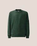 C.P. Company Diagonal Raised Fleece Crewneck Lens Sweatshirt in Ponderosa Pine - Green