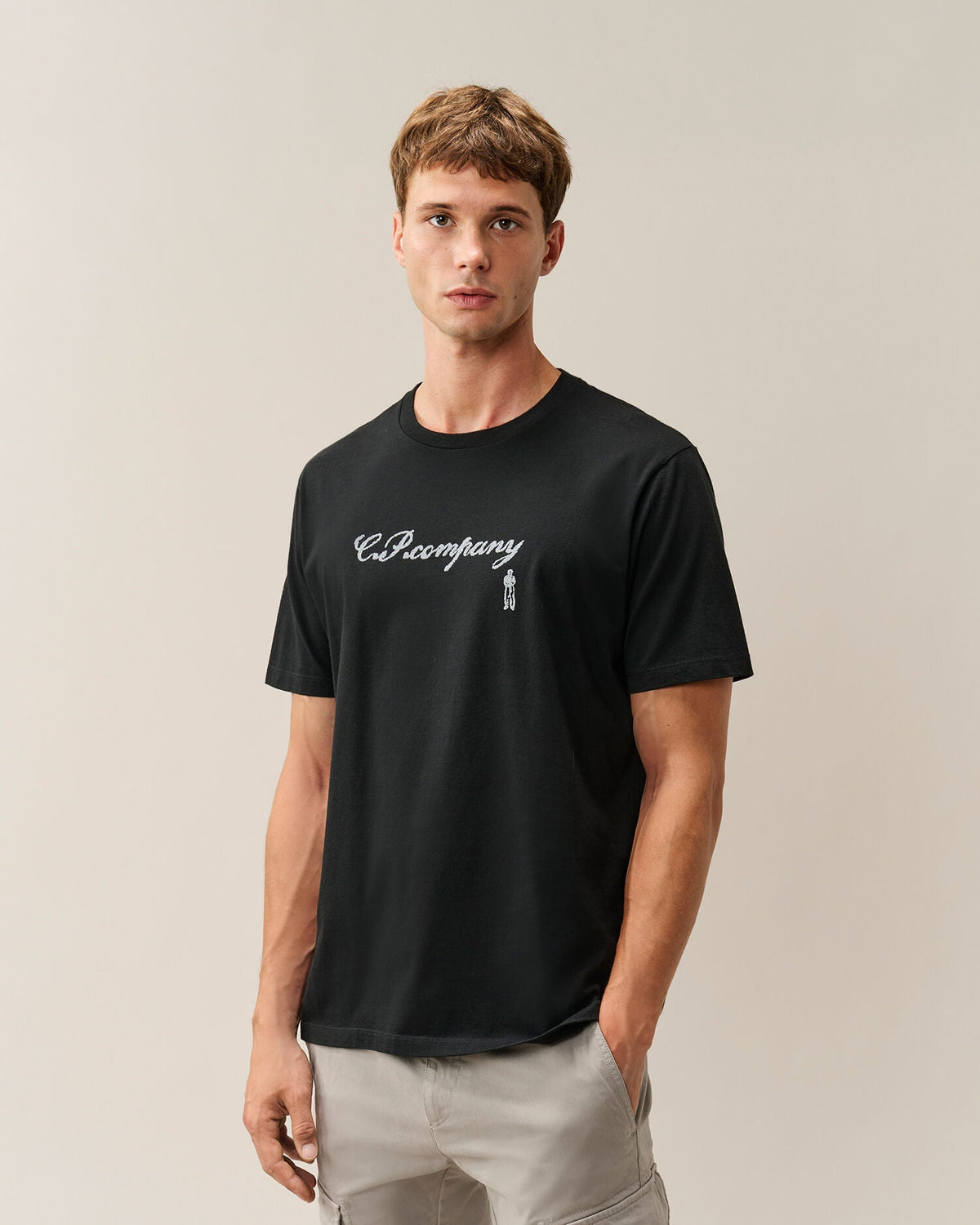 C.P. Company 30/1 Jersey Logo T-Shirt in Black
