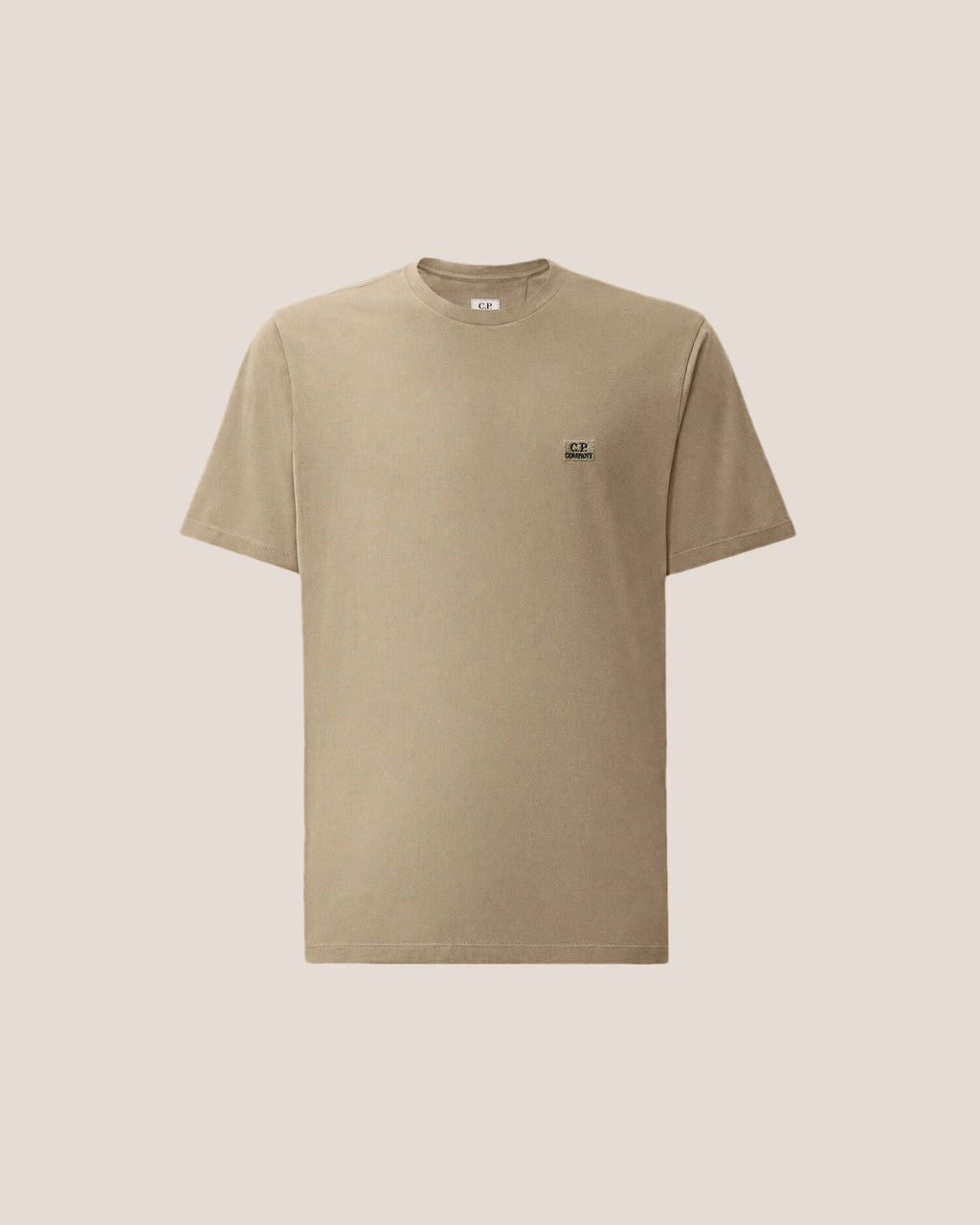 C.P. Company 30/1 Jersey Logo Patch T-Shirt in Fallen Rock - Beige
