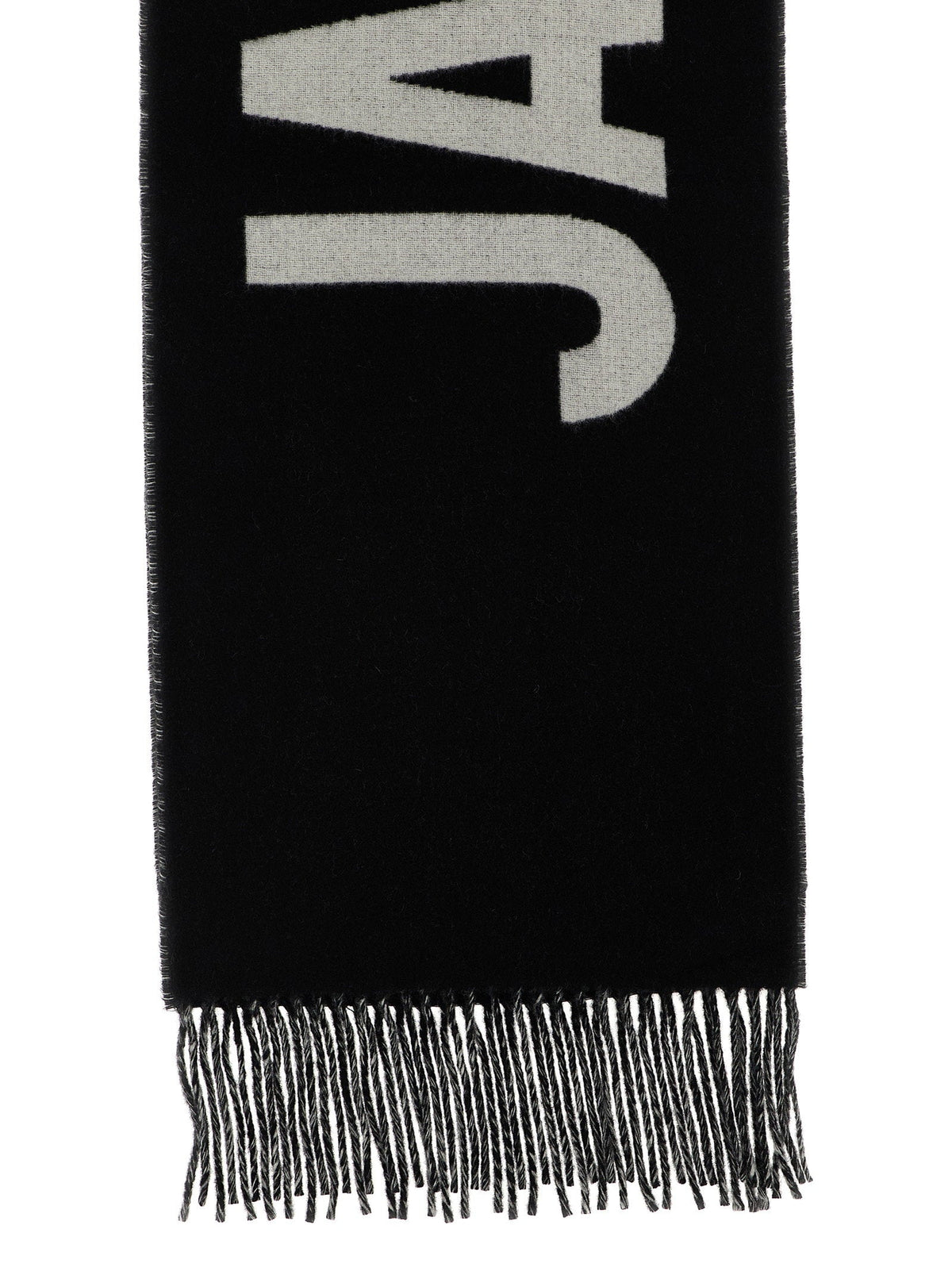 Jacquemus Intarsia Logo Wool Scarf — Black