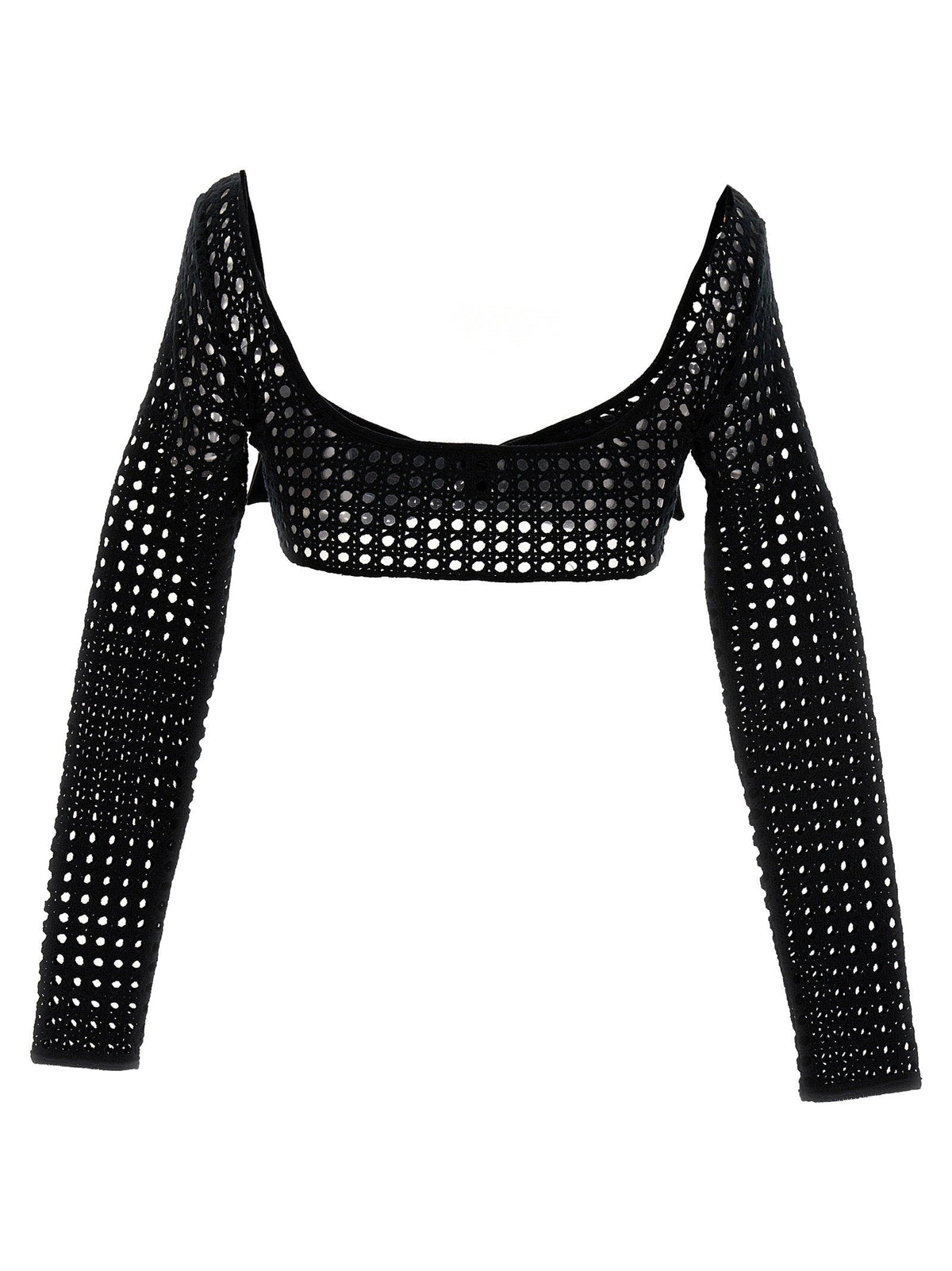 Giambattista Valli Macramé Bow Blouse — Black