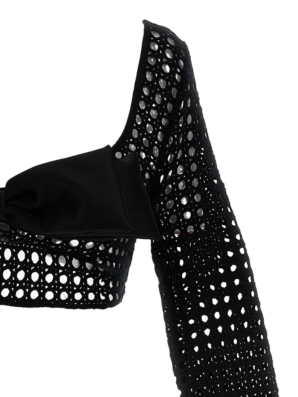 Giambattista Valli Macramé Bow Blouse — Black