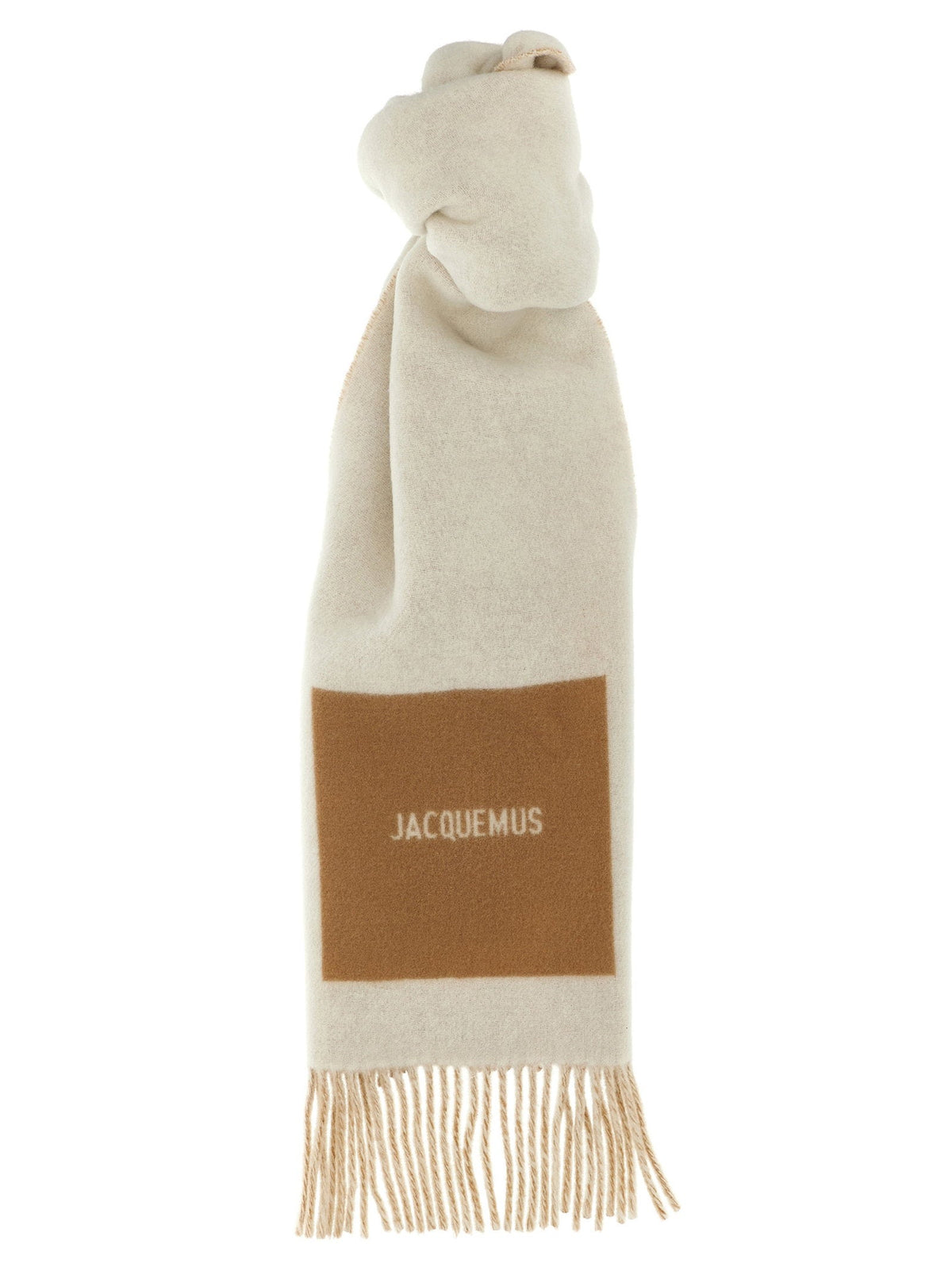 Jacquemus Virgin Wool Colorblock Scarf — Cream