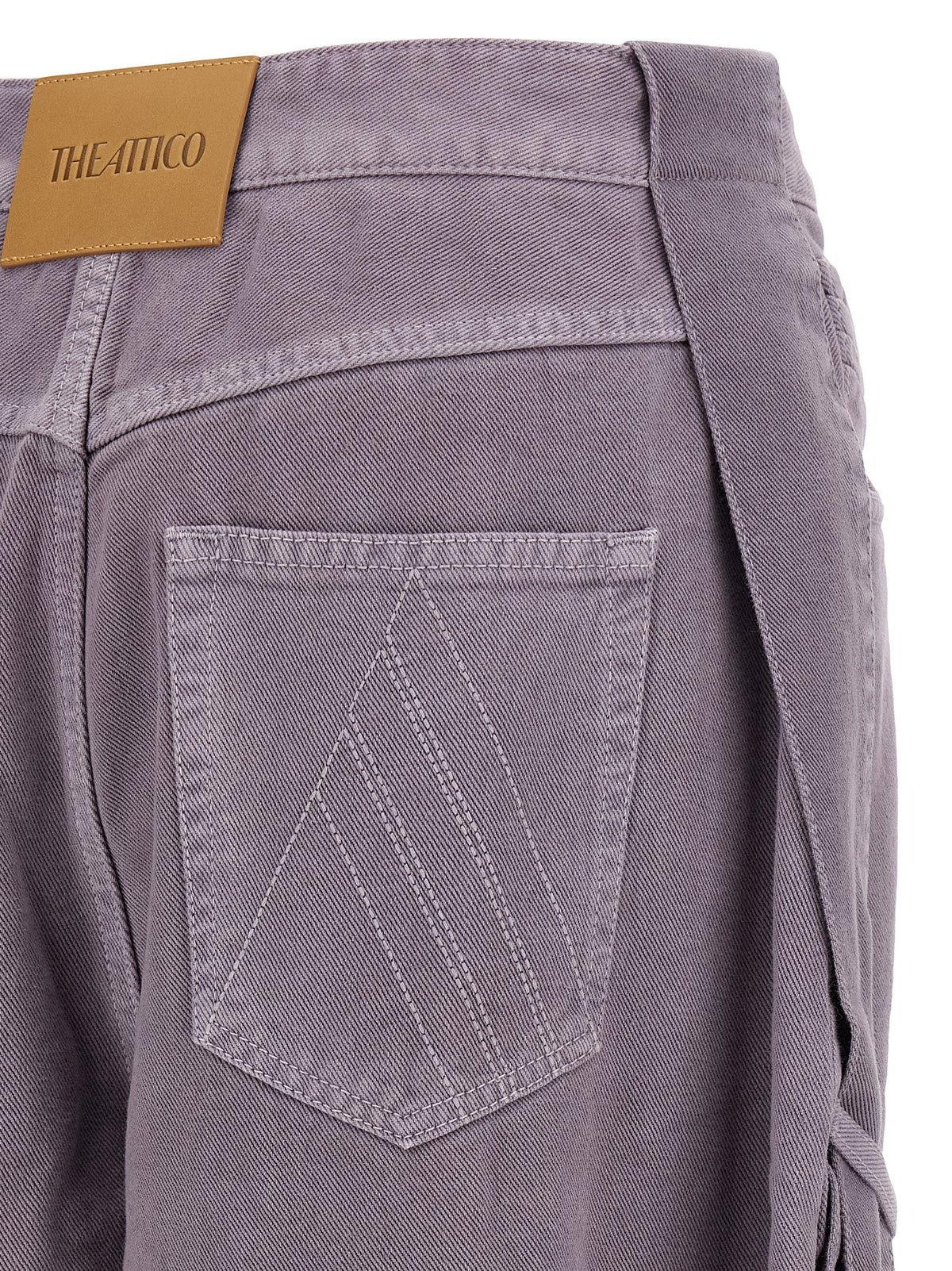 The Attico Garment-Dyed Cotton Jeans — Mauve