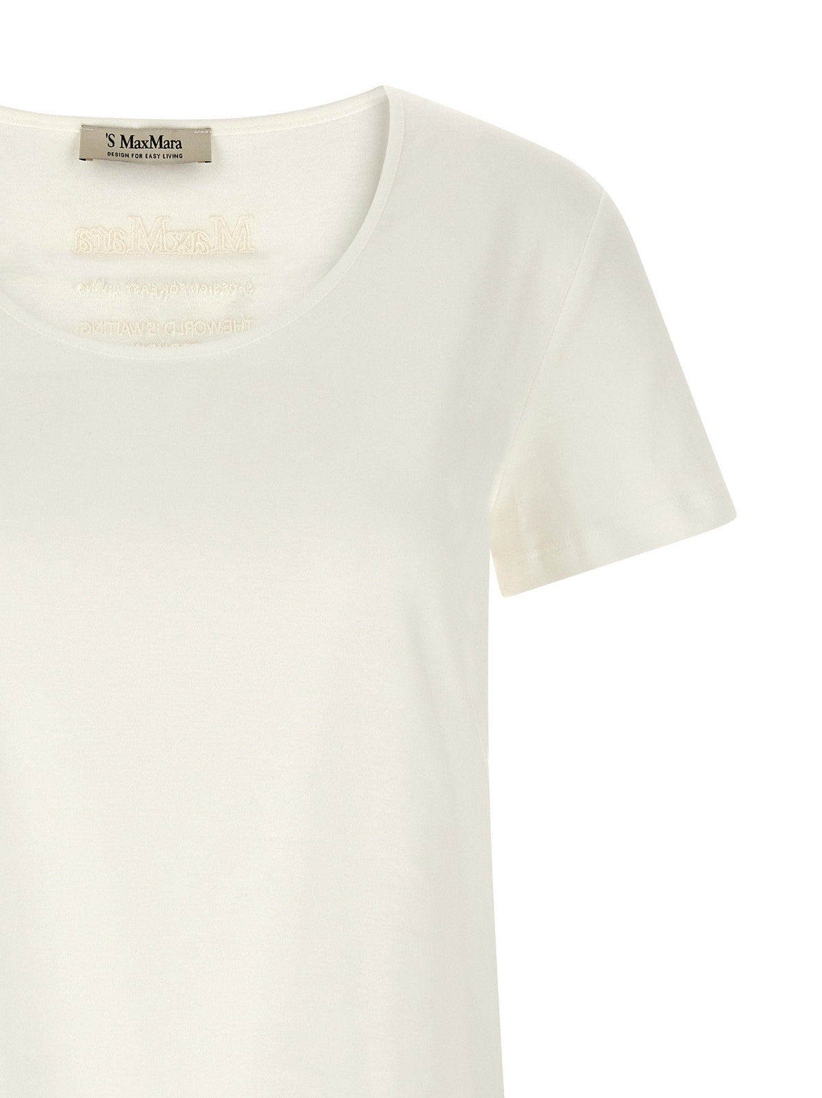 Max Mara 'S Embroidered Cotton Jersey T-Shirt — Cream