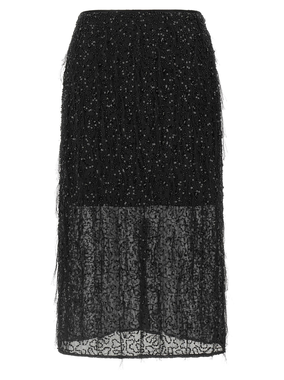 Twin Set Sequin-Embroidered Skirt — Black